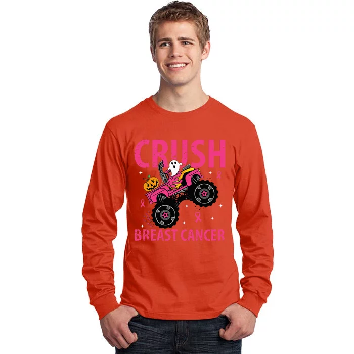 Crush Breast Cancer Awareness Monster Truck Halloween Tall Long Sleeve T-Shirt