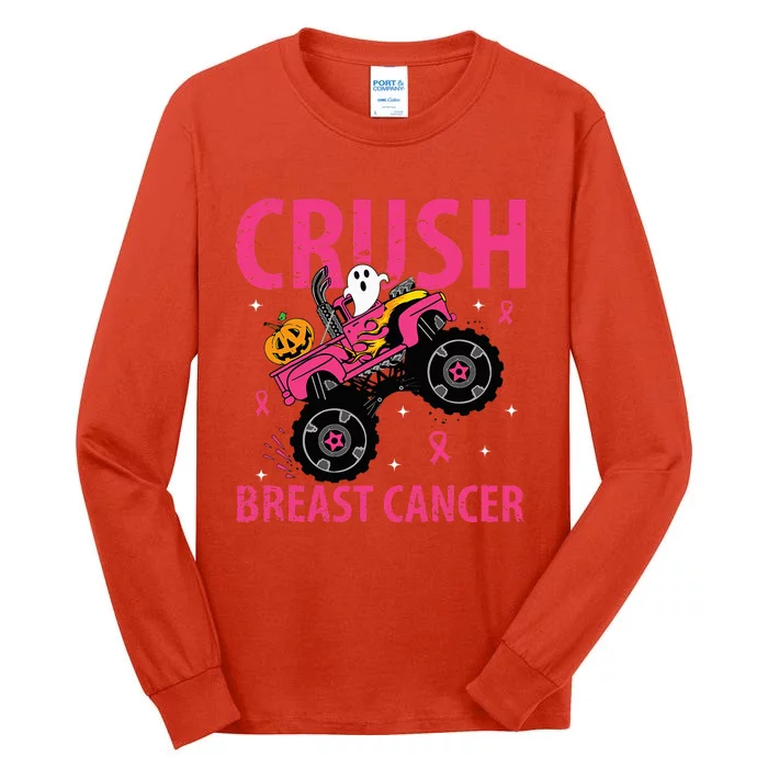 Crush Breast Cancer Awareness Monster Truck Halloween Tall Long Sleeve T-Shirt