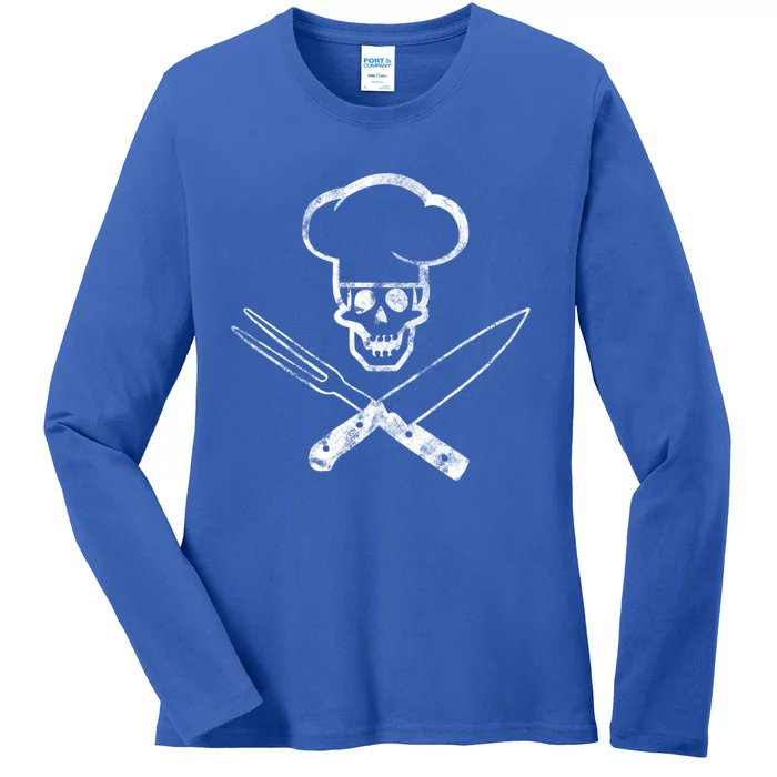 Culinary Badass Cook Skull Funny Chef Humor Cute Gift Ladies Long Sleeve Shirt