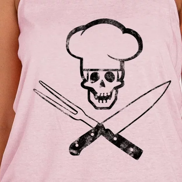 Culinary Badass Cook Skull Funny Chef Humor Cute Gift Women's Knotted Racerback Tank