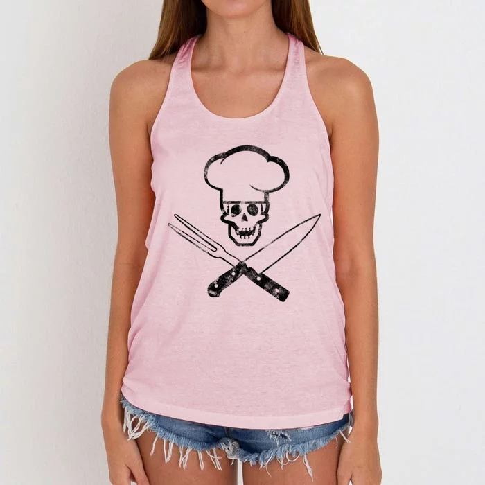 Culinary Badass Cook Skull Funny Chef Humor Cute Gift Women's Knotted Racerback Tank