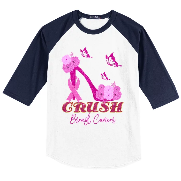 Crush Breast Cancer Awareness Pink Ribbon Support Cute Gift Baseball Sleeve Shirt