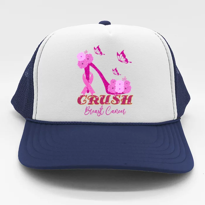 Crush Breast Cancer Awareness Pink Ribbon Support Cute Gift Trucker Hat