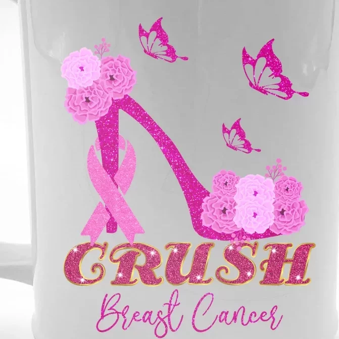 Crush Breast Cancer Awareness Pink Ribbon Support Cute Gift Front & Back Beer Stein