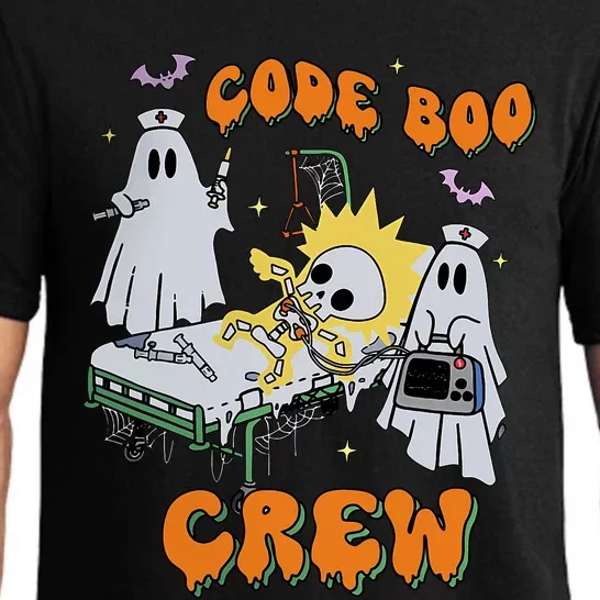 Code Boo Crew Funny Ghost Nurse Halloween Costume Nursing Pajama Set