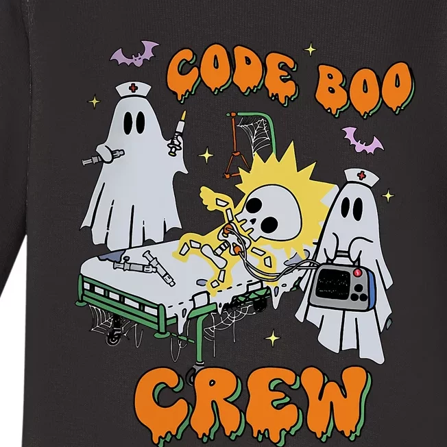 Code Boo Crew Funny Ghost Nurse Halloween Costume Nursing Baby Long Sleeve Bodysuit