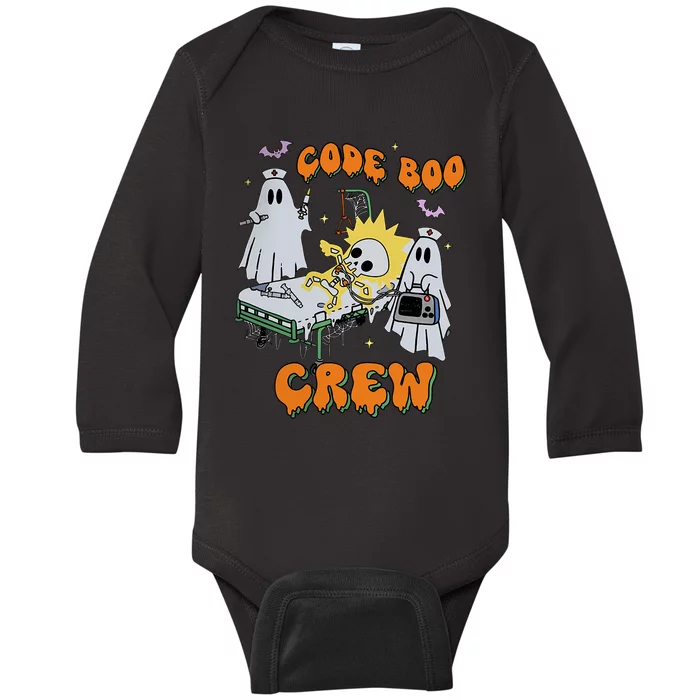 Code Boo Crew Funny Ghost Nurse Halloween Costume Nursing Baby Long Sleeve Bodysuit