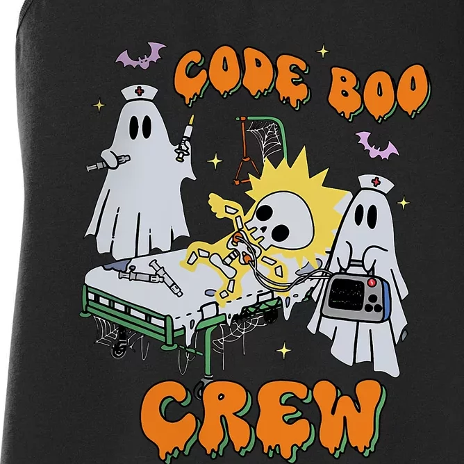 Code Boo Crew Funny Ghost Nurse Halloween Costume Nursing Women's Racerback Tank