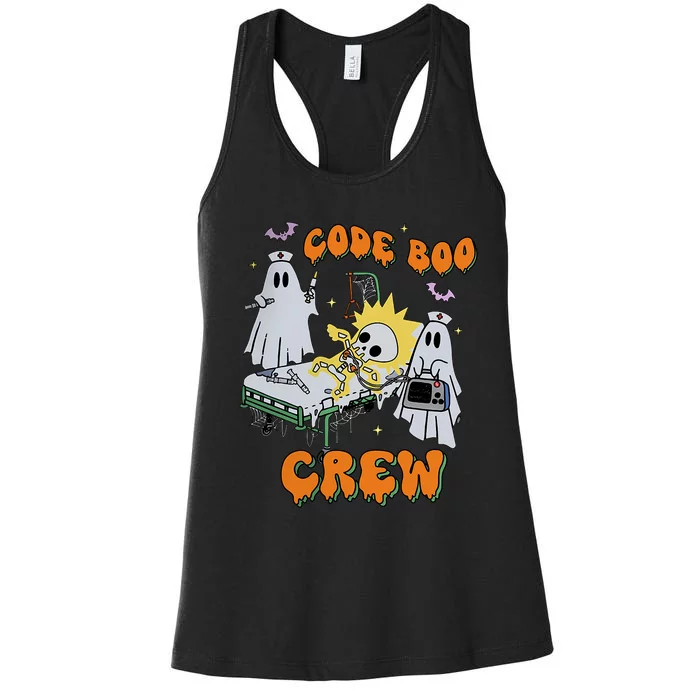 Code Boo Crew Funny Ghost Nurse Halloween Costume Nursing Women's Racerback Tank