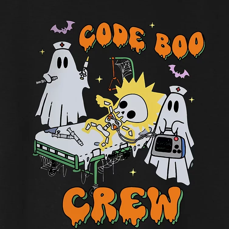 Code Boo Crew Funny Ghost Nurse Halloween Costume Nursing Women's Crop Top Tee