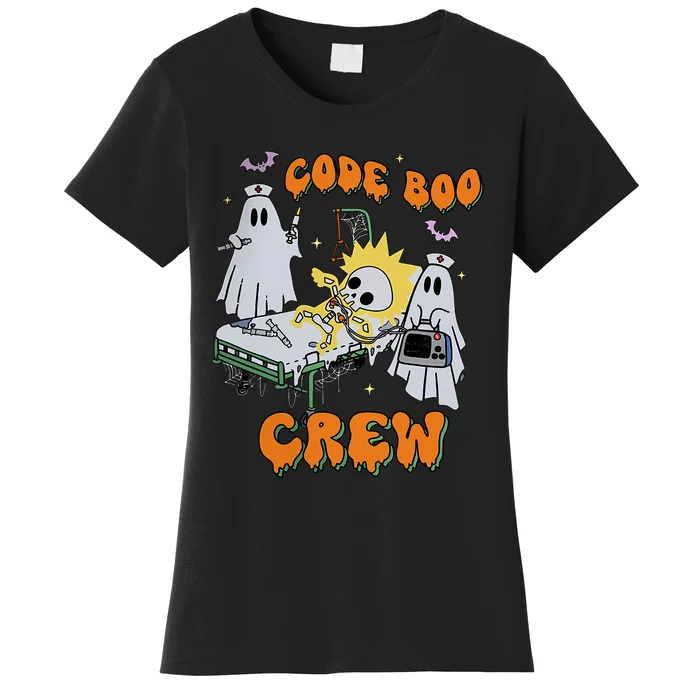 Code Boo Crew Funny Ghost Nurse Halloween Costume Nursing Women's T-Shirt