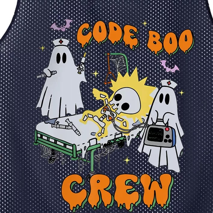 Code Boo Crew Funny Ghost Nurse Halloween Costume Mesh Reversible Basketball Jersey Tank