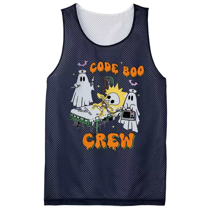 Code Boo Crew Funny Ghost Nurse Halloween Costume Mesh Reversible Basketball Jersey Tank