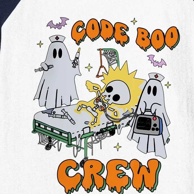 Code Boo Crew Funny Ghost Nurse Halloween Costume Baseball Sleeve Shirt