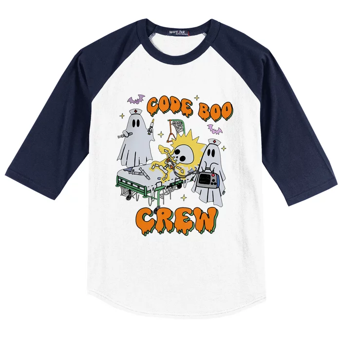 Code Boo Crew Funny Ghost Nurse Halloween Costume Baseball Sleeve Shirt