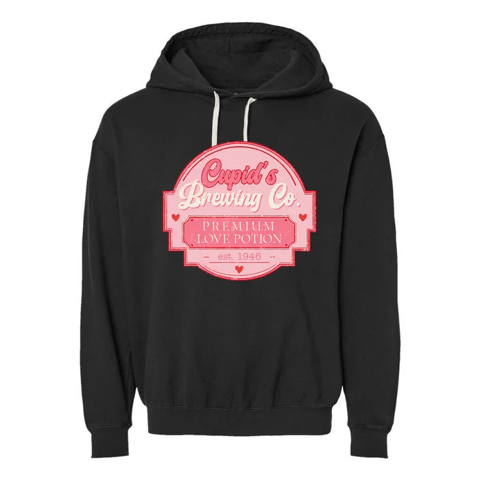 CupidS Brewing Company Boho ValentineS Day Garment-Dyed Fleece Hoodie