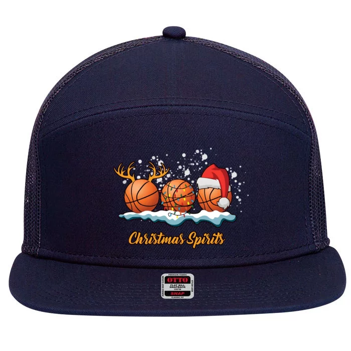 Christmas Basketball Christmas Spirits 7 Panel Mesh Trucker Snapback Hat