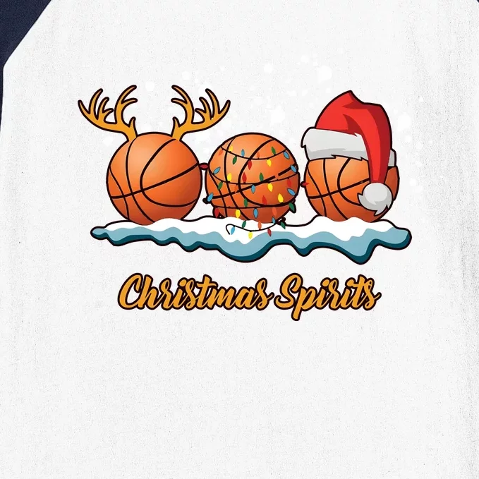 Christmas Basketball Christmas Spirits Baseball Sleeve Shirt