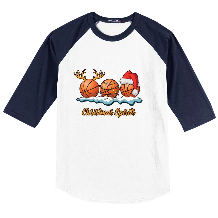 Christmas Basketball Christmas Spirits Baseball Sleeve Shirt