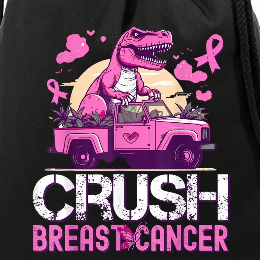 Crush Breast Cancer Awareness Monster Truck Boy Drawstring Bag