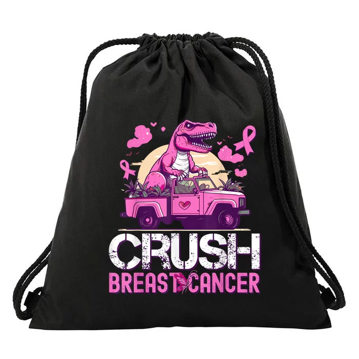 Crush Breast Cancer Awareness Monster Truck Boy Drawstring Bag