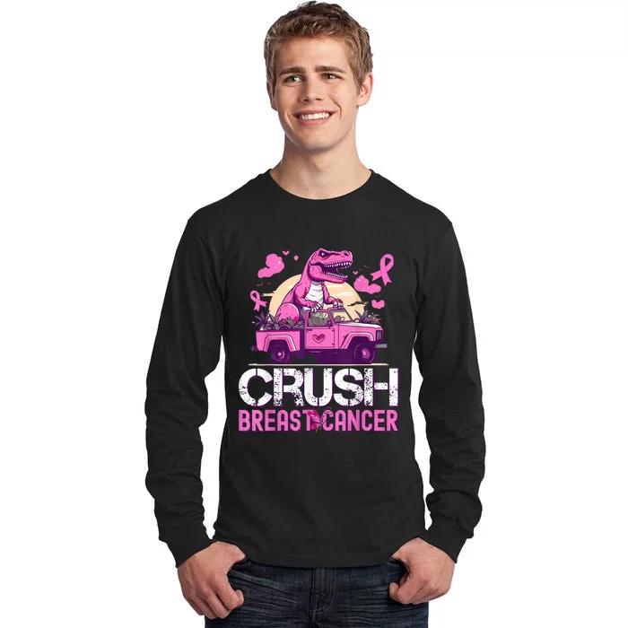 Crush Breast Cancer Awareness Monster Truck Boy Tall Long Sleeve T-Shirt