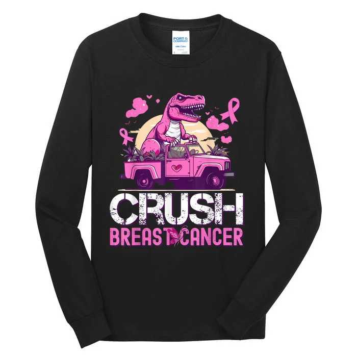 Crush Breast Cancer Awareness Monster Truck Boy Tall Long Sleeve T-Shirt