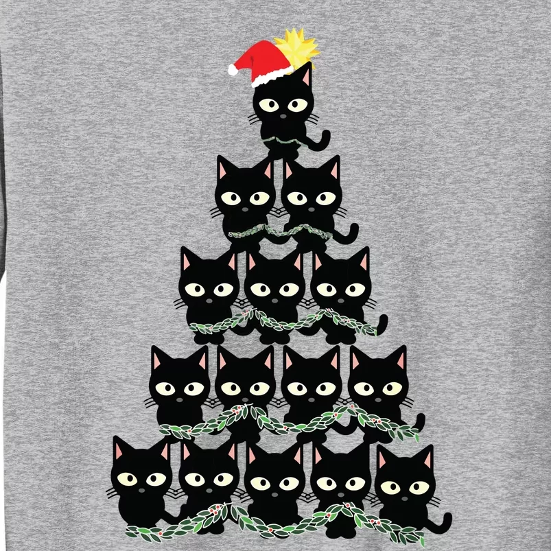 Christmas Black Cat Christmas Tree With Black Kitty Tall Sweatshirt