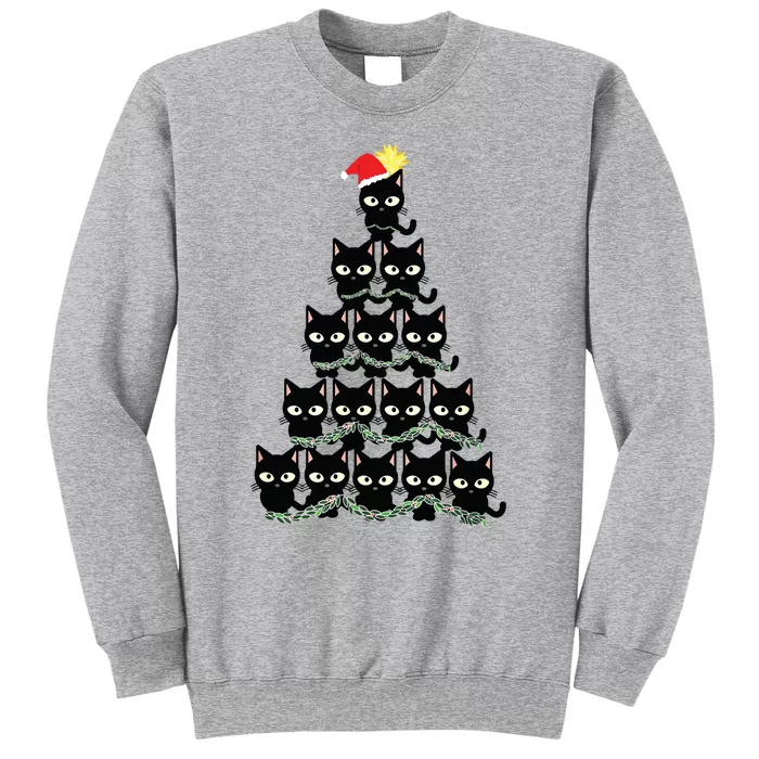 Christmas Black Cat Christmas Tree With Black Kitty Tall Sweatshirt