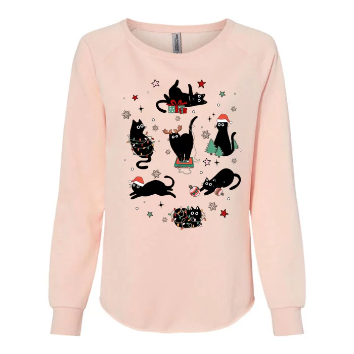 Christmas Black Cats Funny Gift Womens California Wash Sweatshirt