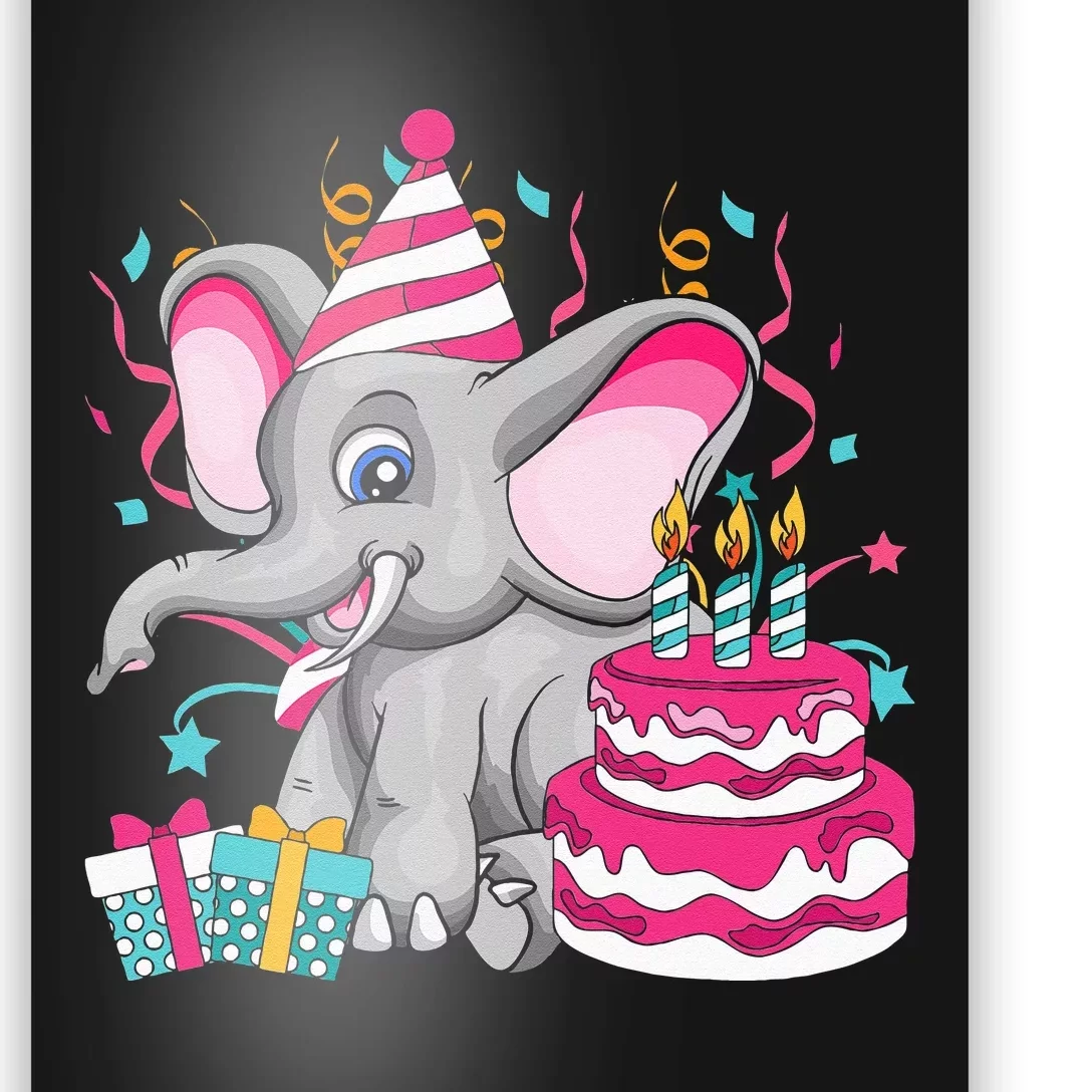 Cute Birthday Cake Gift Africa Animal Elephant Poster