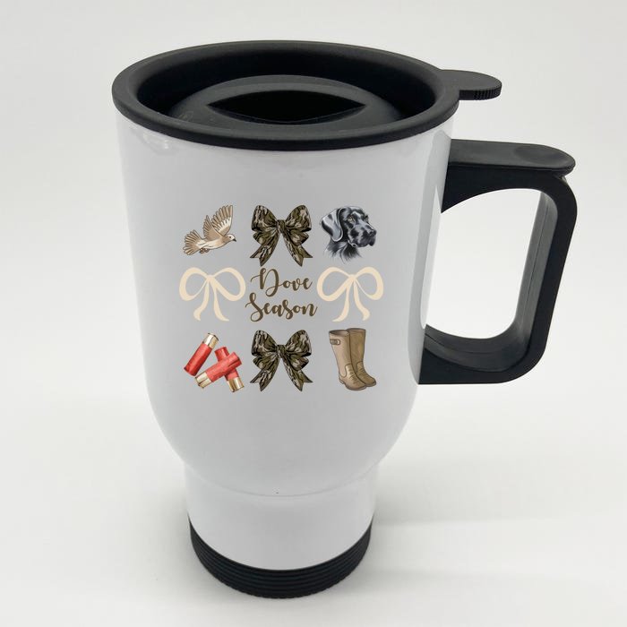 Camo Bow Coquette Dove Season Hunting Dove Hunter Hunt Girl Front & Back Stainless Steel Travel Mug