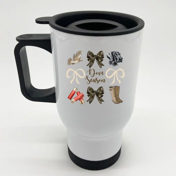 Camo Bow Coquette Dove Season Hunting Dove Hunter Hunt Girl Front & Back Stainless Steel Travel Mug