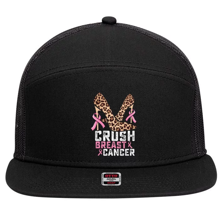 Crush Breast Cancer Warrior  Mom High Heels Pink Ribbon 7 Panel Mesh Trucker Snapback Hat