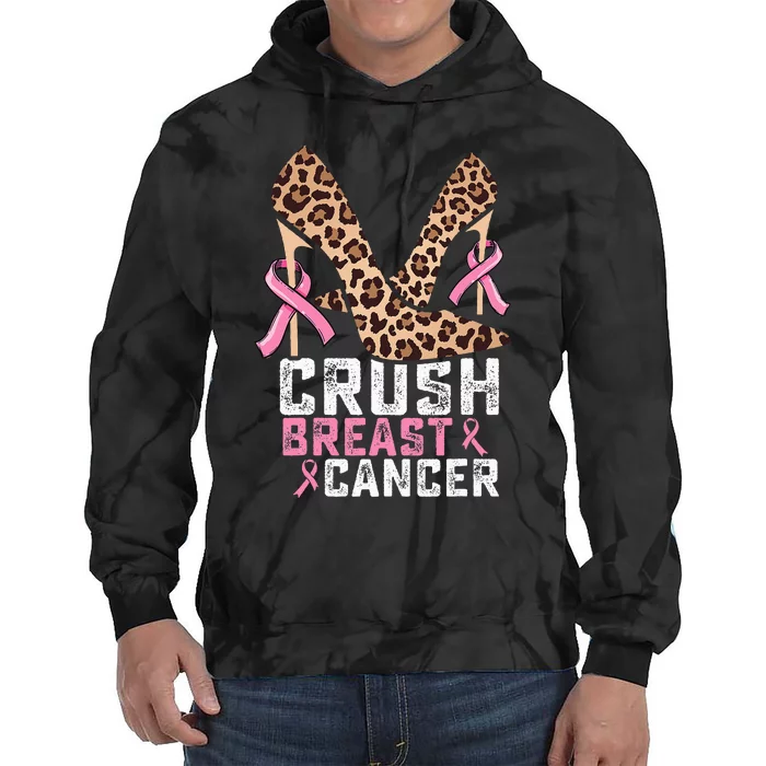 Crush Breast Cancer Warrior  Mom High Heels Pink Ribbon Tie Dye Hoodie