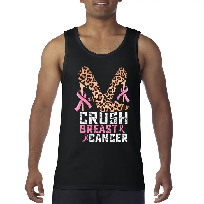 Crush Breast Cancer Warrior  Mom High Heels Pink Ribbon Tank Top