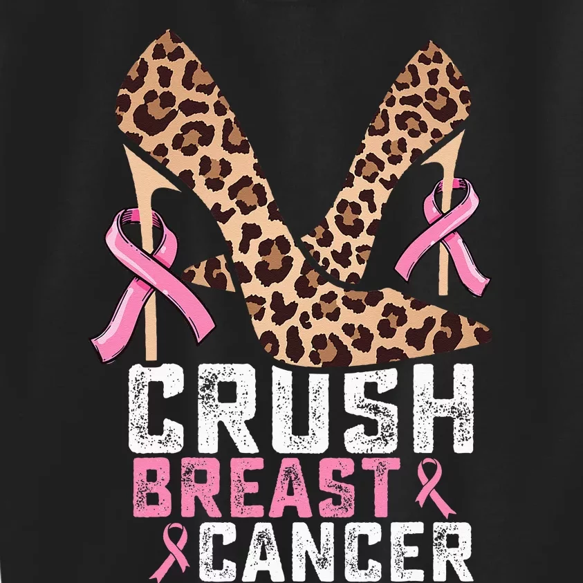 Crush Breast Cancer Warrior  Mom High Heels Pink Ribbon Kids Sweatshirt