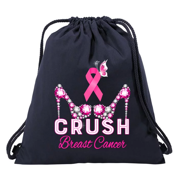 Crush Breast Cancer Warrior Support Breast Cancer Awareness Gift Drawstring Bag