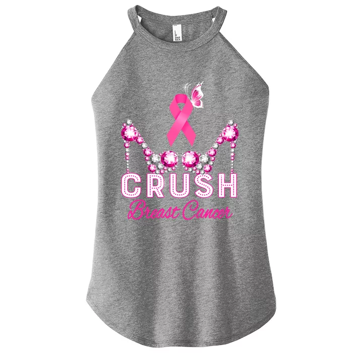 Crush Breast Cancer Warrior Support Breast Cancer Awareness Gift Women’s Perfect Tri Rocker Tank