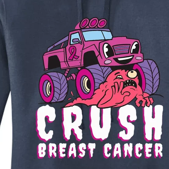 Crush Breast Cancer Awareness Monster Truck October Pink Women's Pullover Hoodie