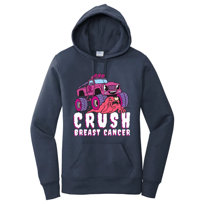 Crush Breast Cancer Awareness Monster Truck October Pink Women's Pullover Hoodie