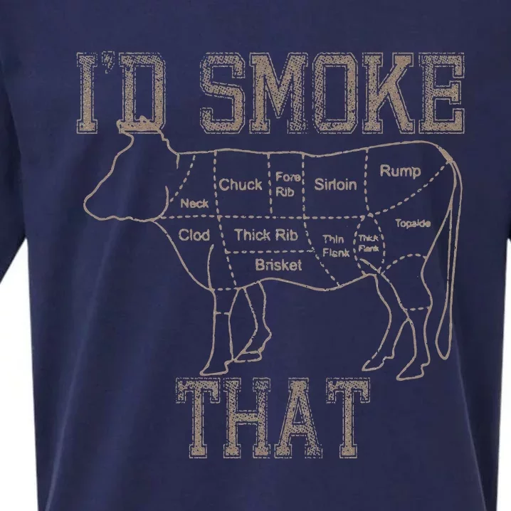 Chef Butcher Cook BBQ Id Smoke That Cow Beef Funny Gift Sueded Cloud Jersey T-Shirt