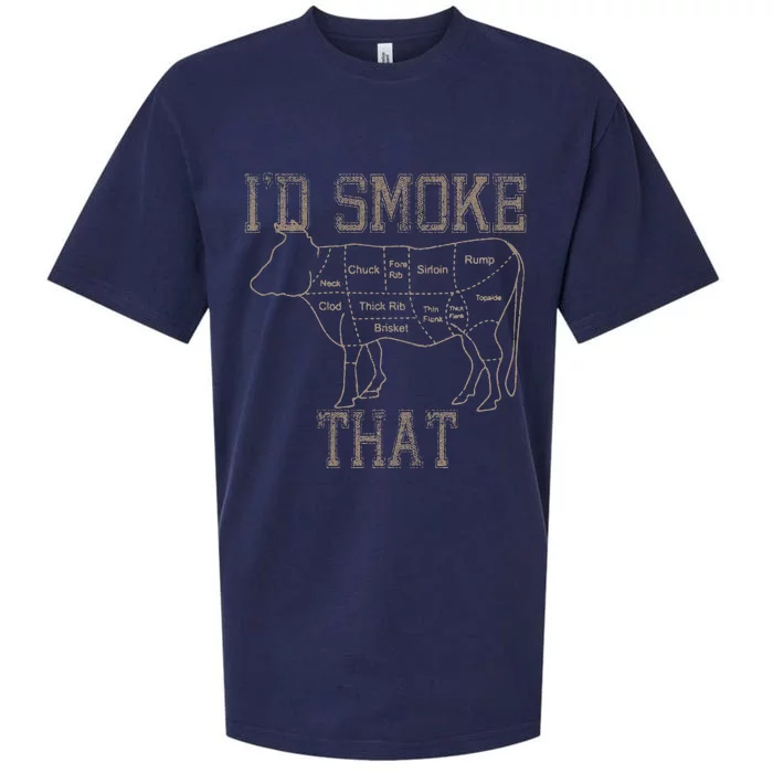 Chef Butcher Cook BBQ Id Smoke That Cow Beef Funny Gift Sueded Cloud Jersey T-Shirt