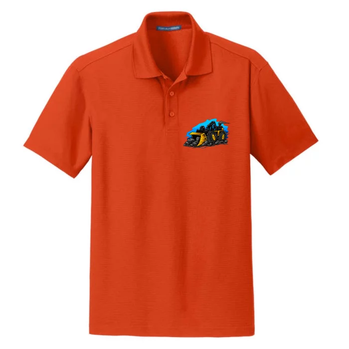 Cartoon Bulldozer Dry Zone Grid Performance Polo