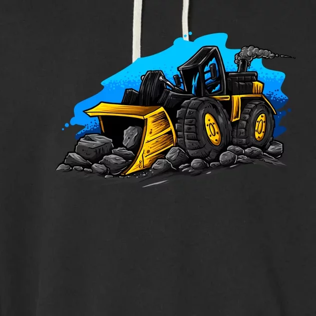 Cartoon Bulldozer Garment-Dyed Fleece Hoodie