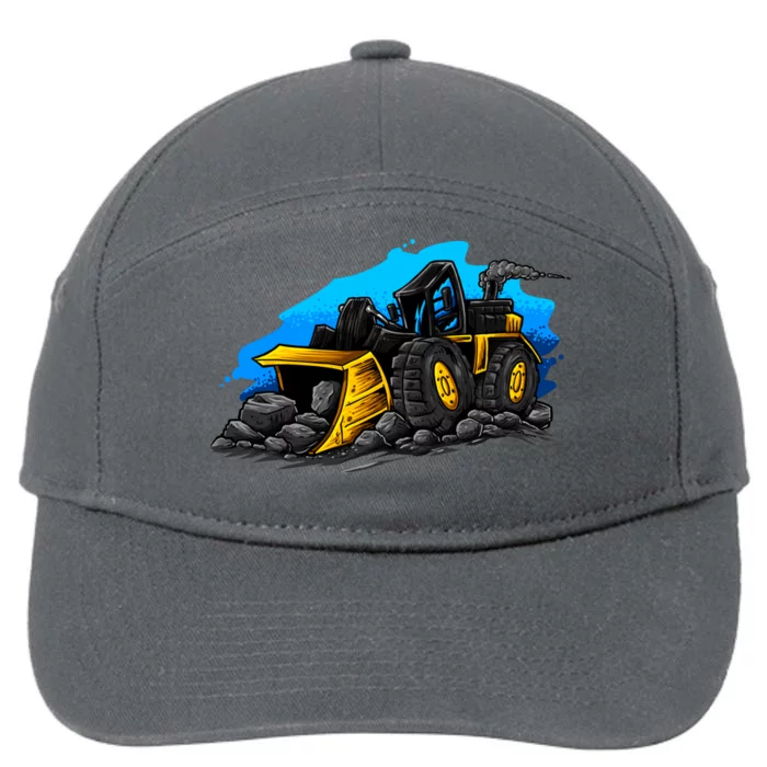 Cartoon Bulldozer 7-Panel Snapback Hat