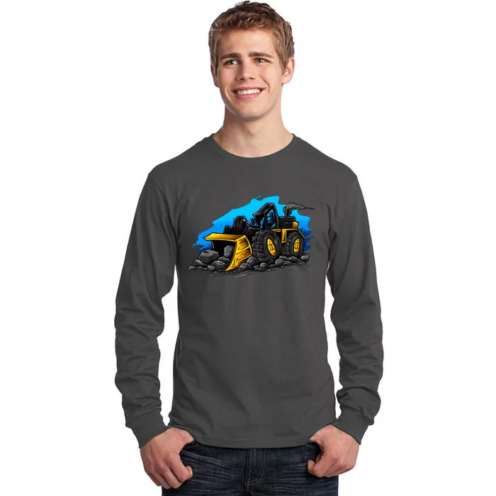 Cartoon Bulldozer Tall Long Sleeve T-Shirt