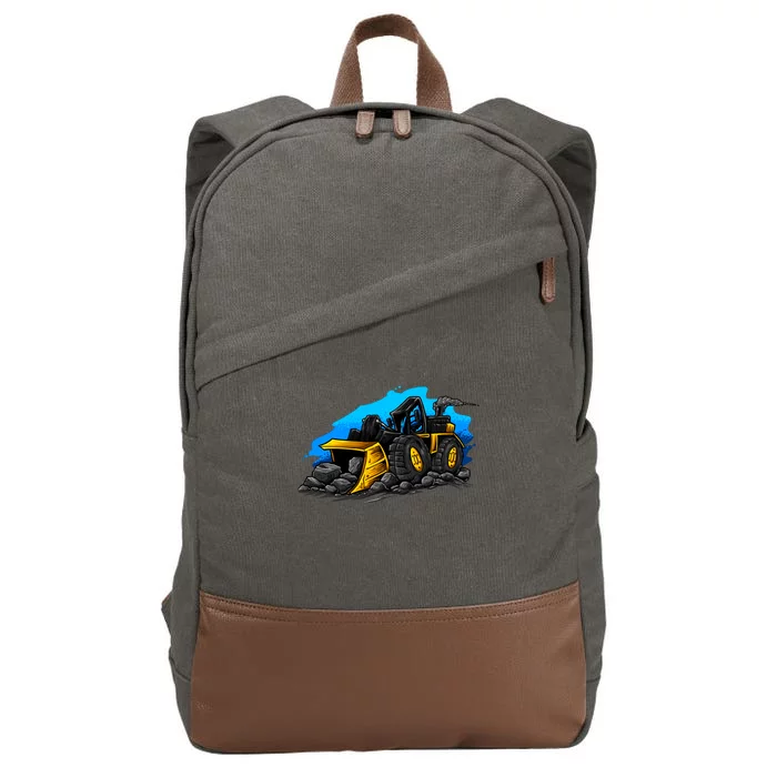 Cartoon Bulldozer Cotton Canvas Backpack