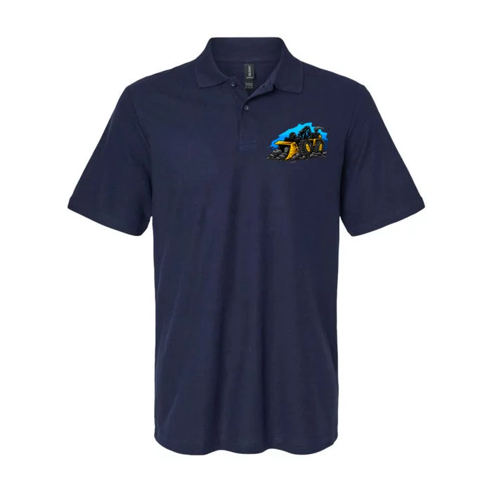 Cartoon Bulldozer Softstyle Adult Sport Polo