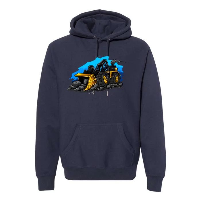 Cartoon Bulldozer Premium Hoodie